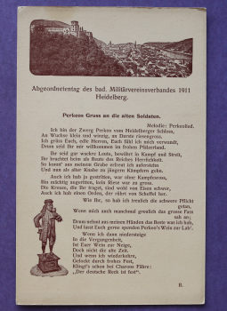 Ansichtskarte AK Heidelberg 1911 Abgeordnetentag bad Militärvereinsverband Perkeo